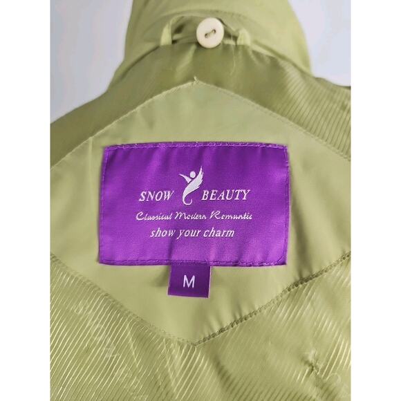 Snow Beauty ~Woman Size M~ Green Winter Down Belted Puffer Coat Jacket Zip-Up. - Picture 2 of 16